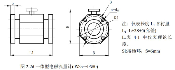 消防管道流量計外形尺寸圖二